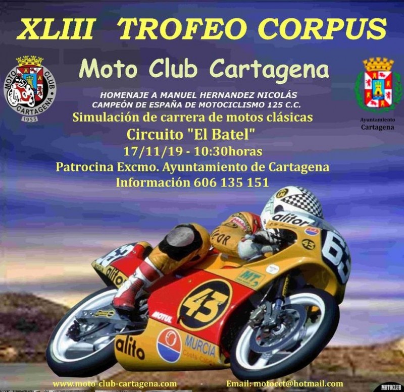<span style='color:#780948'>ARCHIVED</span> - Sunday 17th November: Classic motorcycle race around the urban centre of Cartagena