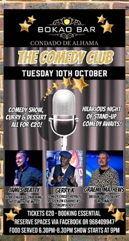 October 10 Comedy Club and curry at the Bokao Bar, Condado de Alhama Golf Resort