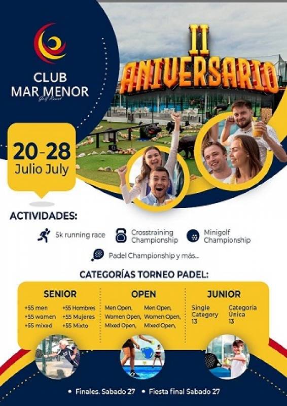 July 20-28 Club MMGR Mar Menor Golf Resort second birthday events programme