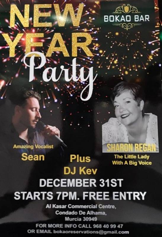 December 31 New Years Eve Party with Sean Holsgrove, Sharon Regan and DJ Kev at the Bokao Bar, Condado de Alhama Golf Resort