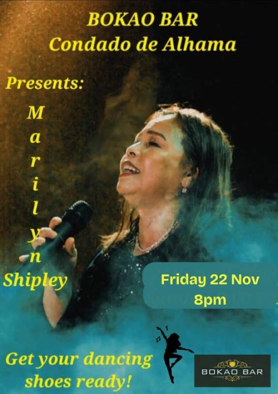 November 22 Marilyn Shipley performing at the Bokao Bar, Condado de Alhama Golf Resort