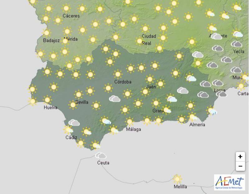 Andalusia weekend weather forecast December 27-29