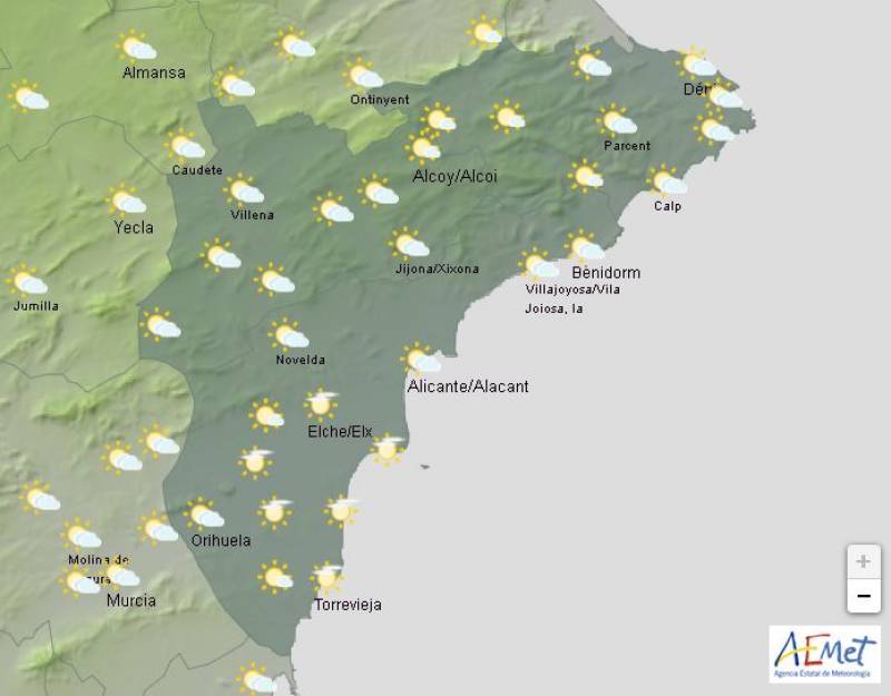 Sunny spells give way to overcast skies: Alicante weather forecast Jan 23-26