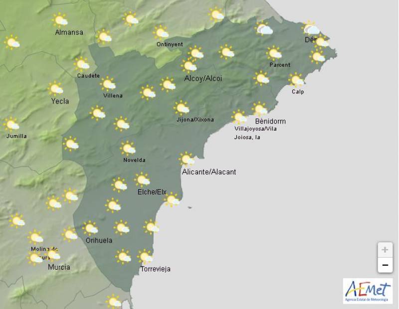 Alicante weekend weather forecast Feb 13-16: Cloudy but warm and dry