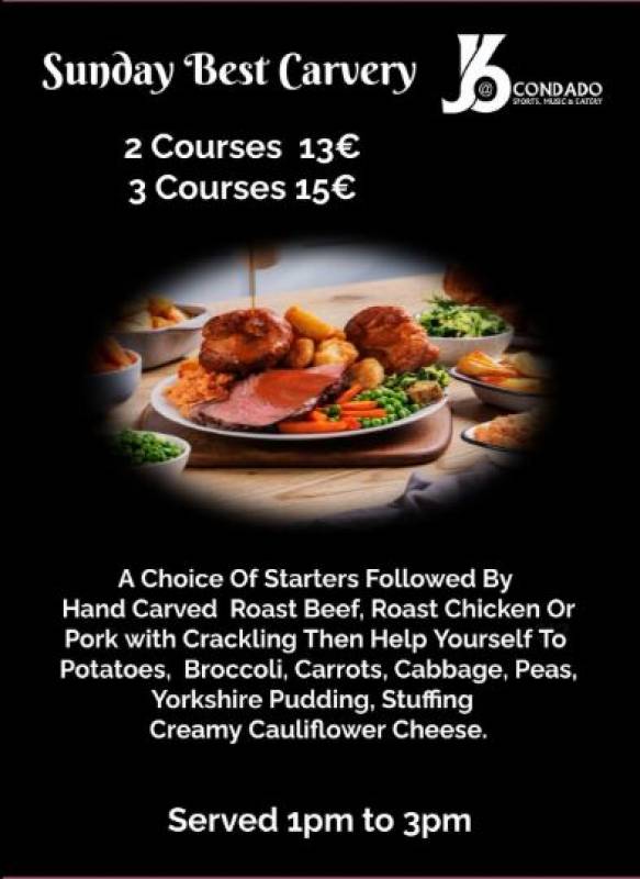 Sunday Best Carvery every week at J6@CONDADO