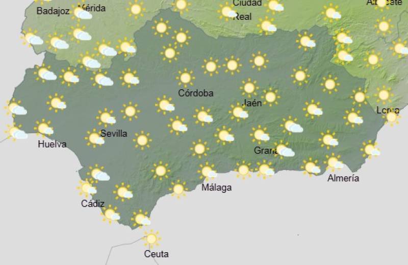Andalucía weekend weather forecast May 15-18: Sunshine dominates, with a few showers in the east