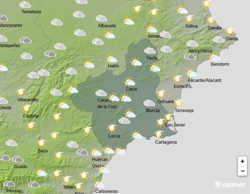 Warmer temperatures after the storms: Murcia weather forecast Dec 29-Jan 4
