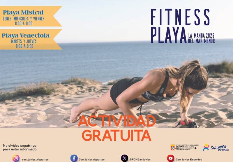 Free beach fitness sessions on the beaches of San Javier July and August 2026