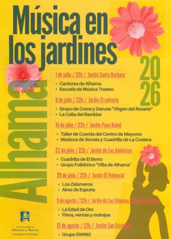 July 15 Free open-air concert in the Jardín Paco Rabal in Alhama de Murcia