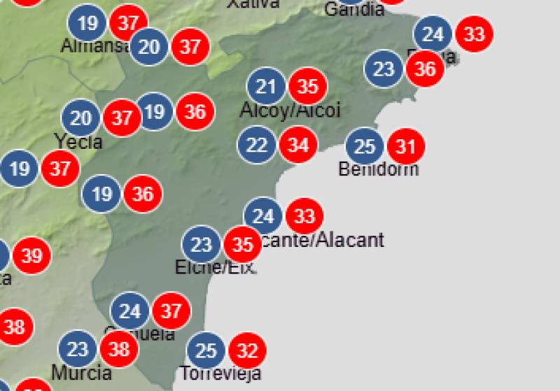 Very warm, a little unsettled but still very much summer: Alicante weekend weather forecast August 13-16