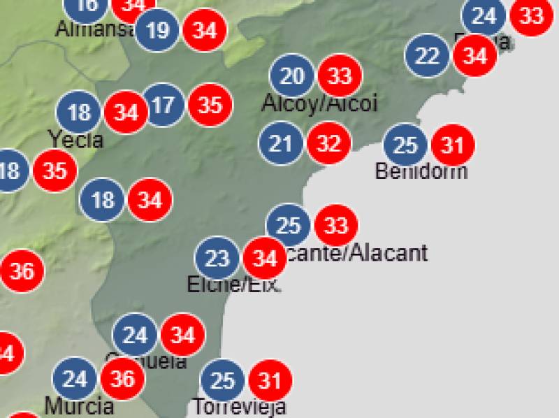 Very warm, a little unsettled but still very much summer: Alicante weekend weather forecast August 13-16