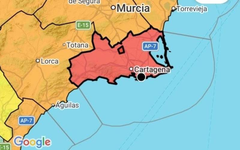 RED ALERT ACTIVATED IN SOUTHERN MURCIA FOR TORRENTIAL RAIN