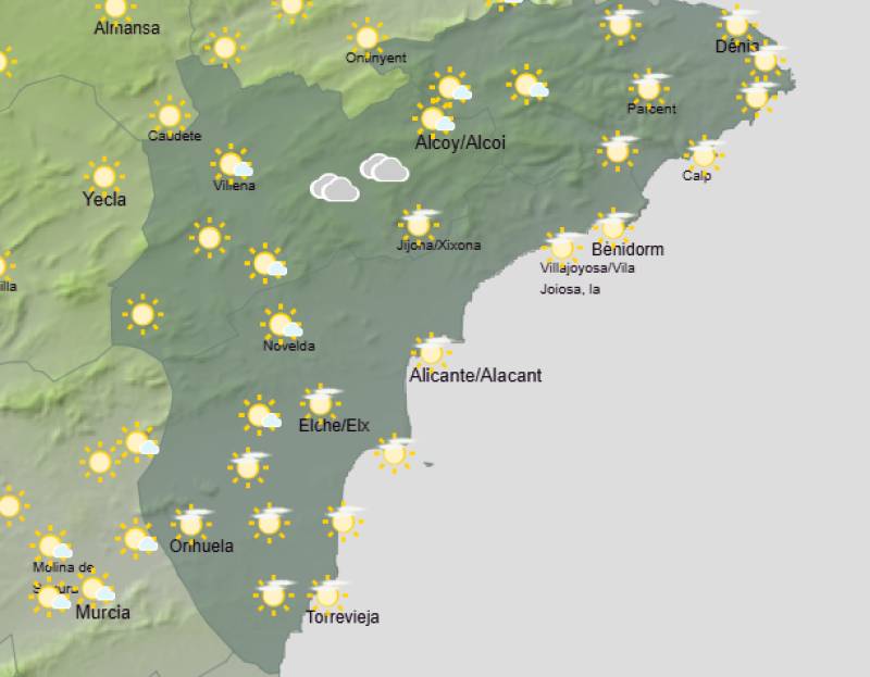 Mild start, wetter finish: Alicante weather forecast October 12-15