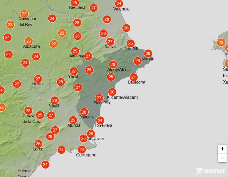 Alicante weather forecast Oct 26-29: Temperatures climb to 28°C before showers return